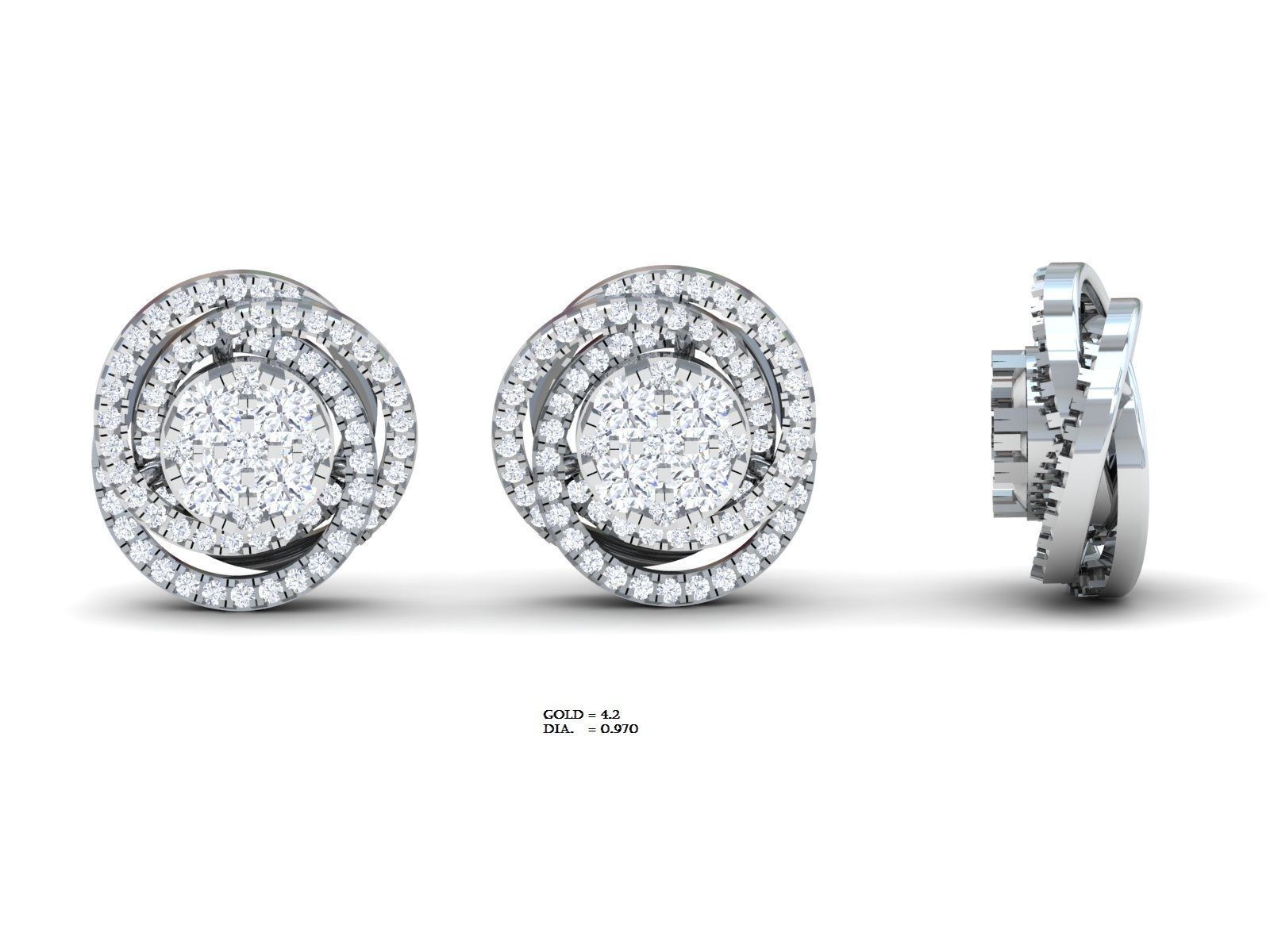 Diamond Studs Earrings 3dm render details 3D print model_3
