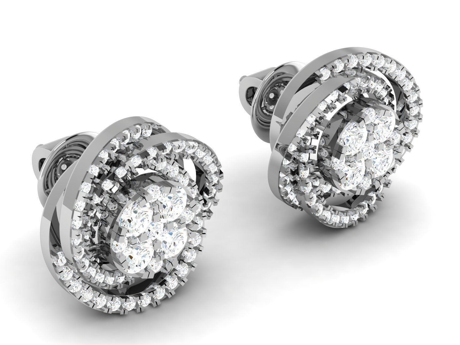Diamond Studs Earrings 3dm render details 3D print model_1
