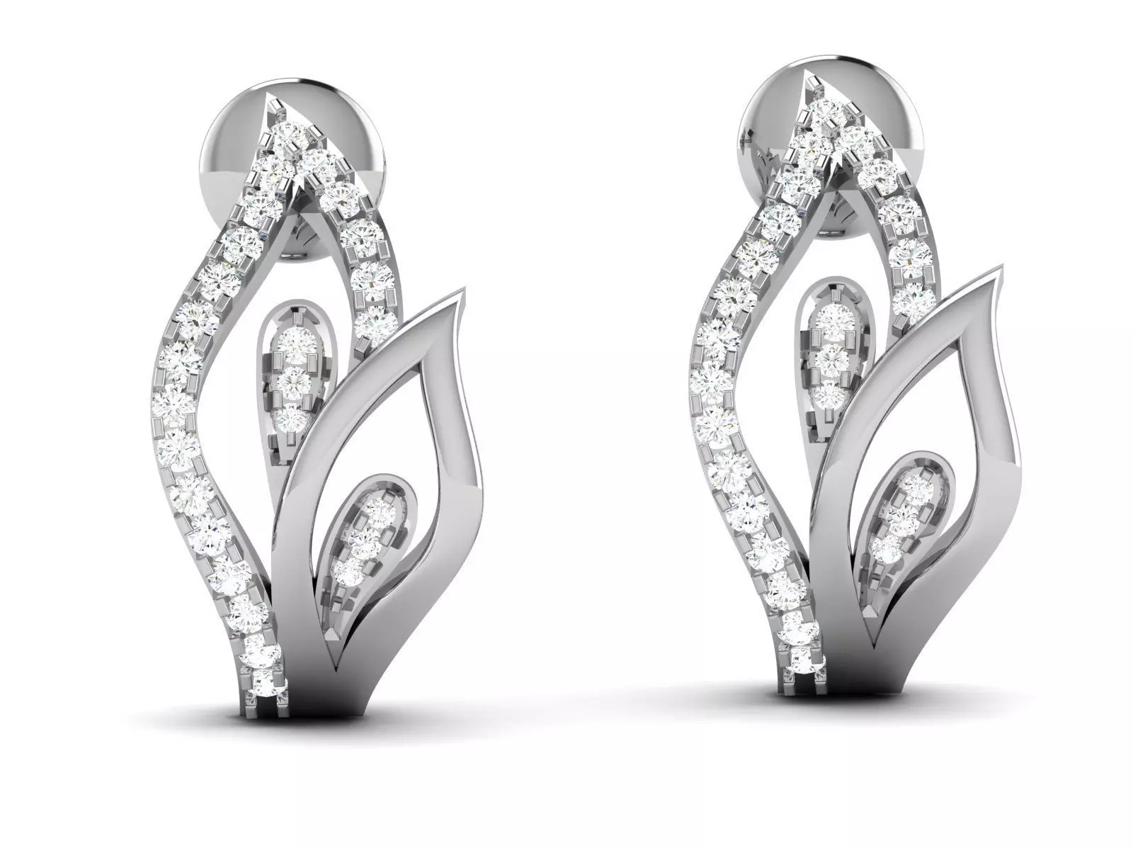 Diamond Studs Earrings 3dm render details 3D print model_0