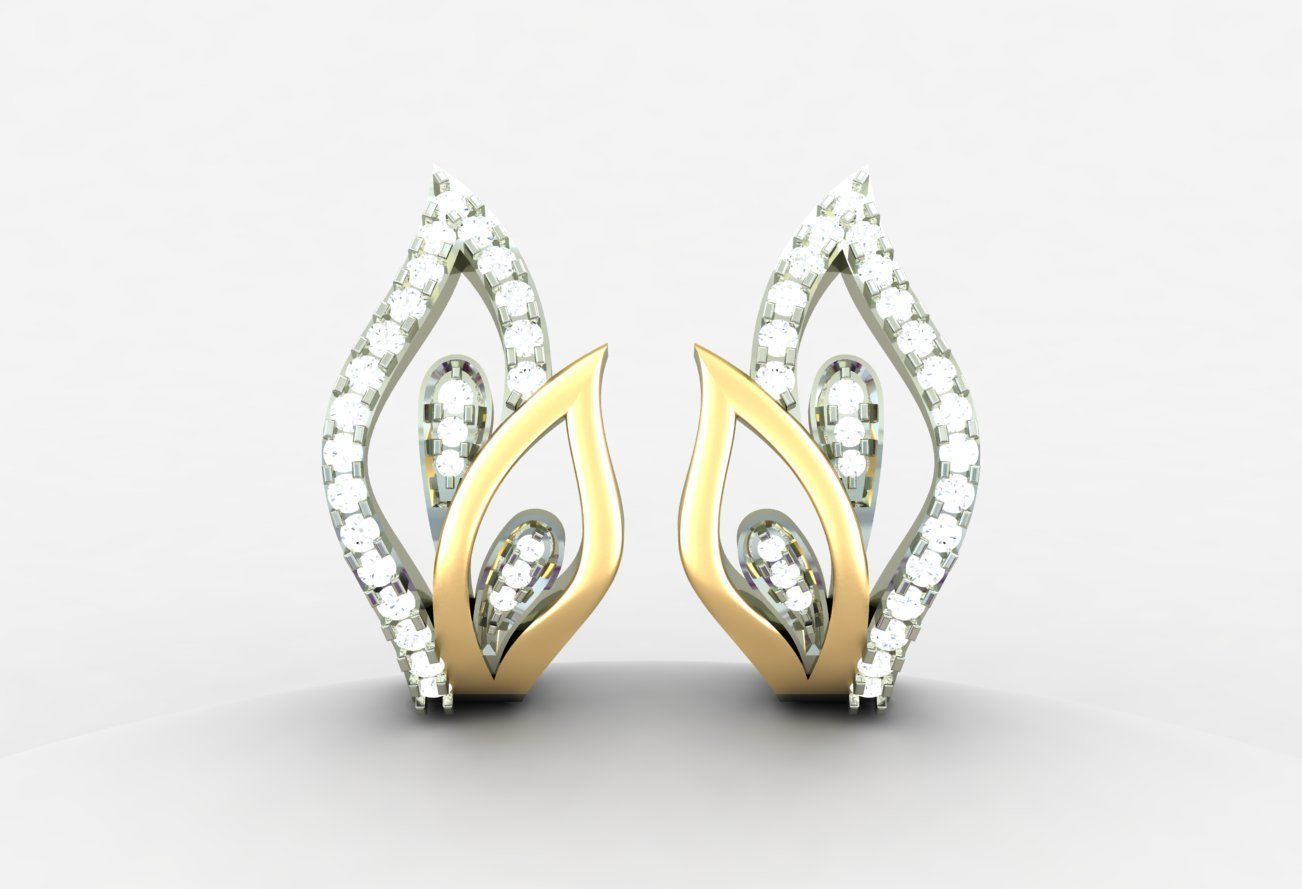 Diamond Studs Earrings 3dm render details 3D print model_4