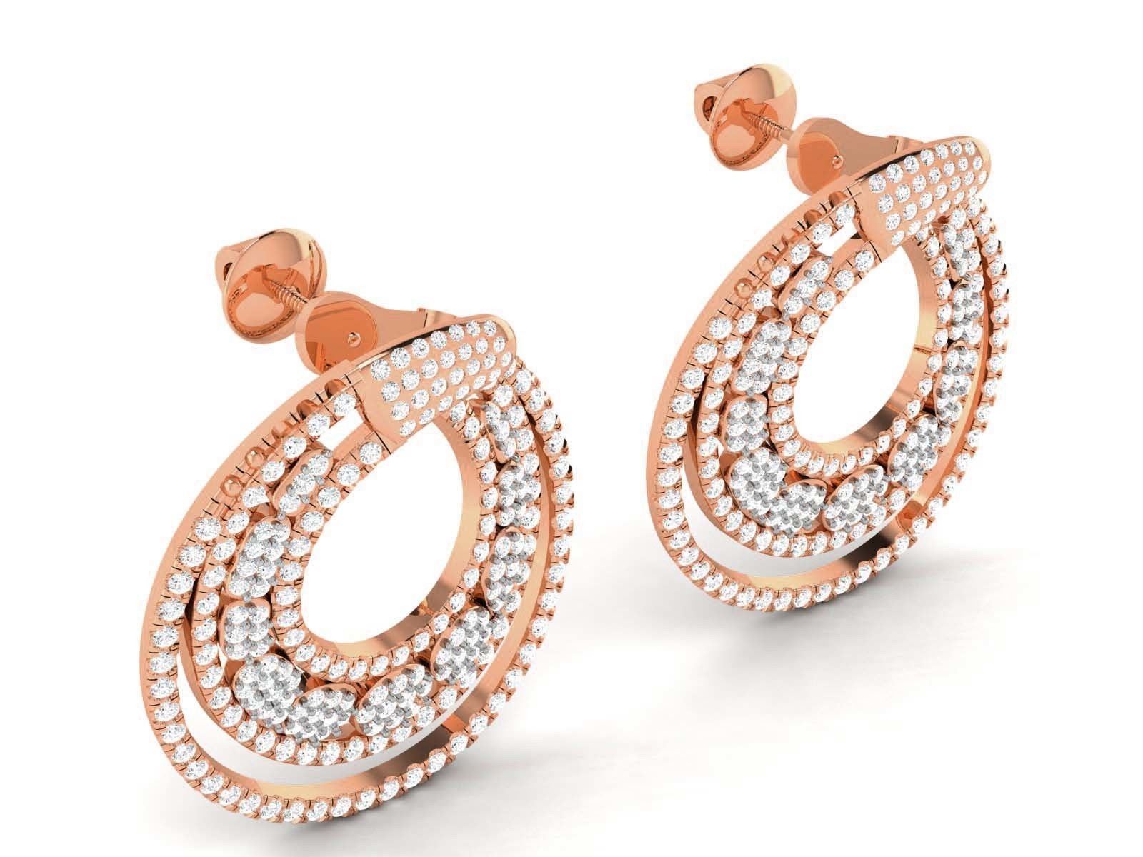 Diamond Studs Earrings 3dm render details 3D print model_3