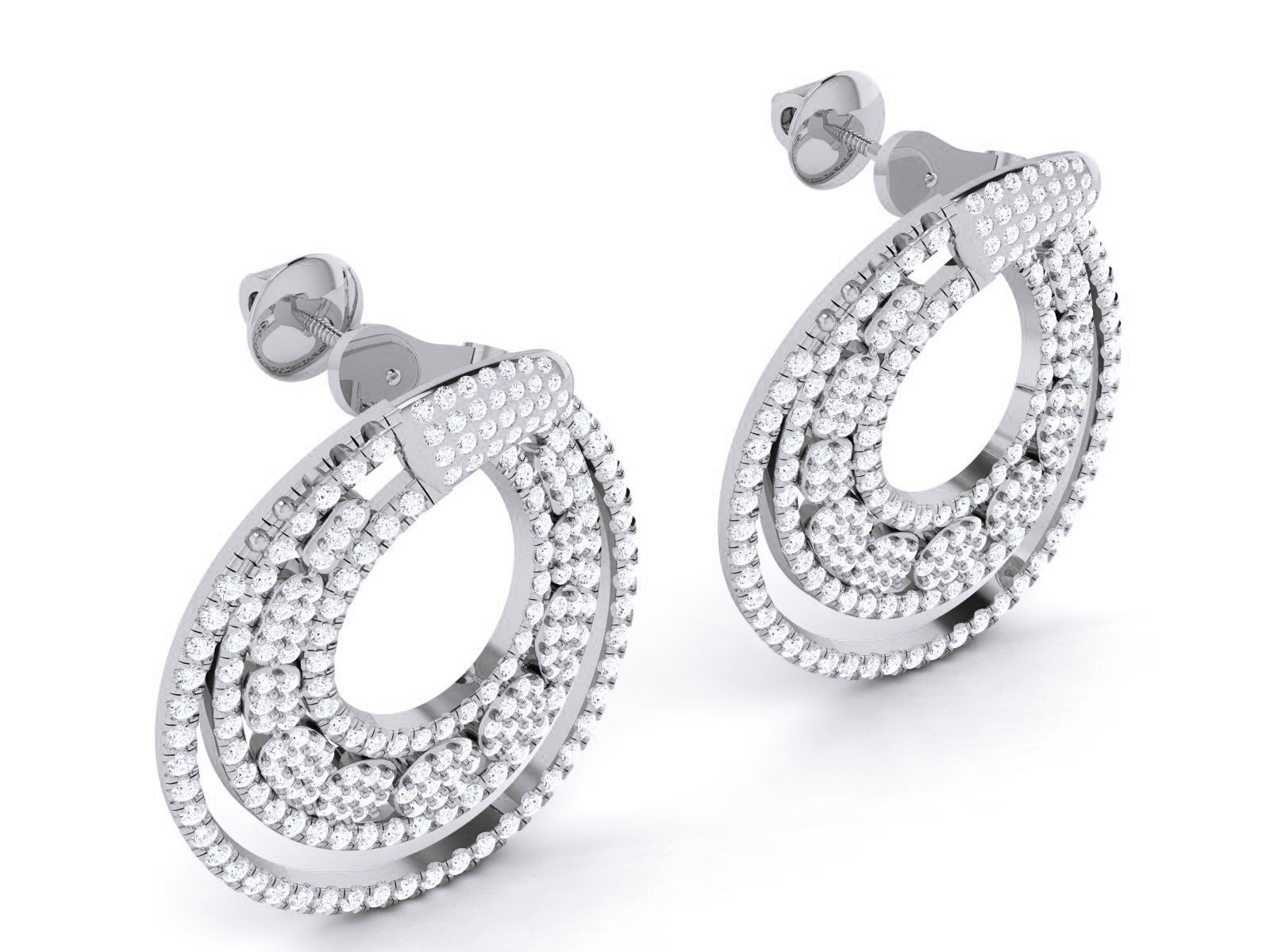Diamond Studs Earrings 3dm render details 3D print model_2