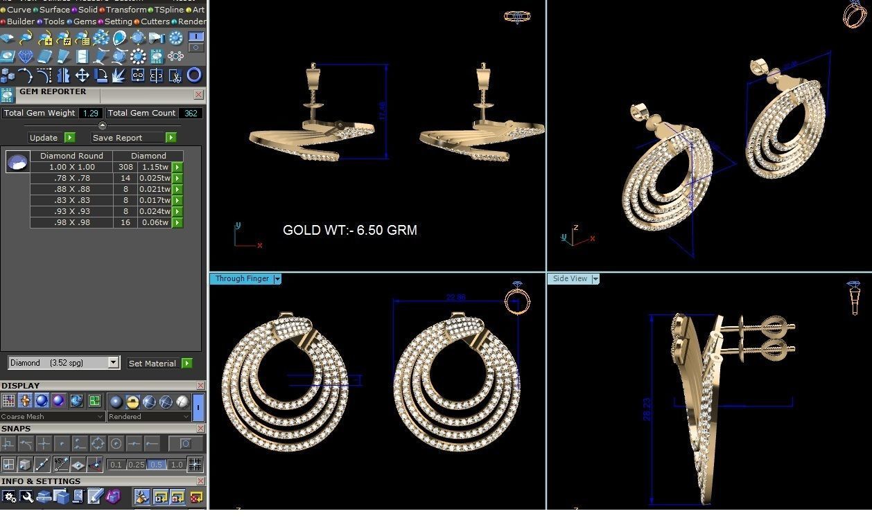 Diamond Studs Earrings 3dm render details 3D print model_9