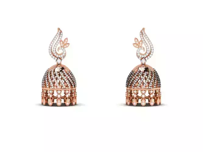 Diamond Hanging Earrings 3dm render details