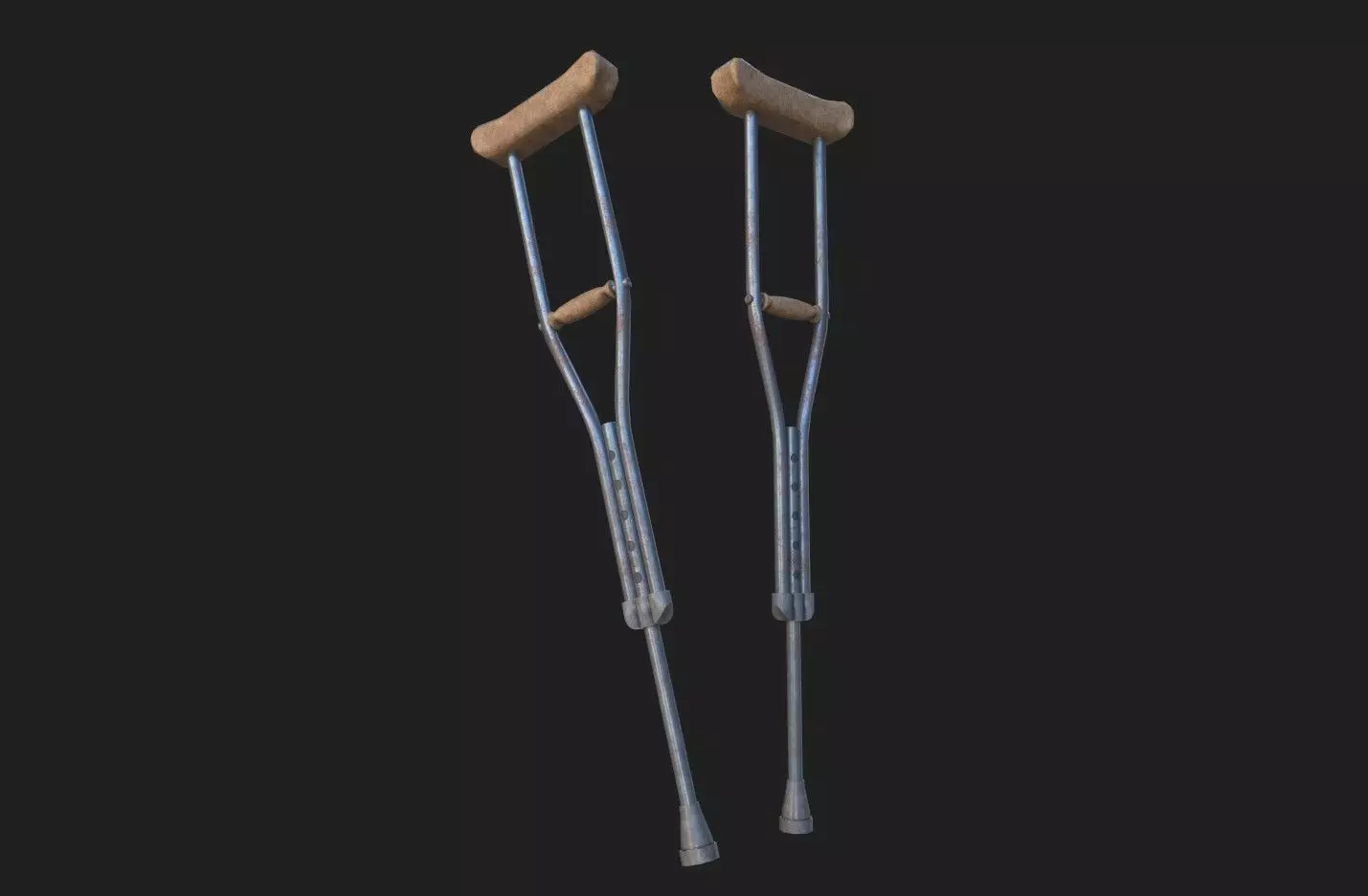 Crutches Low-poly 3D model_0