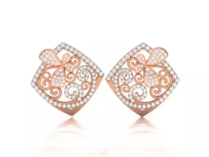 Diamond Studs Earrings 3dm render details