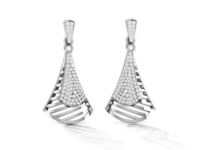 Diamond Drops Earrings 3dm render details