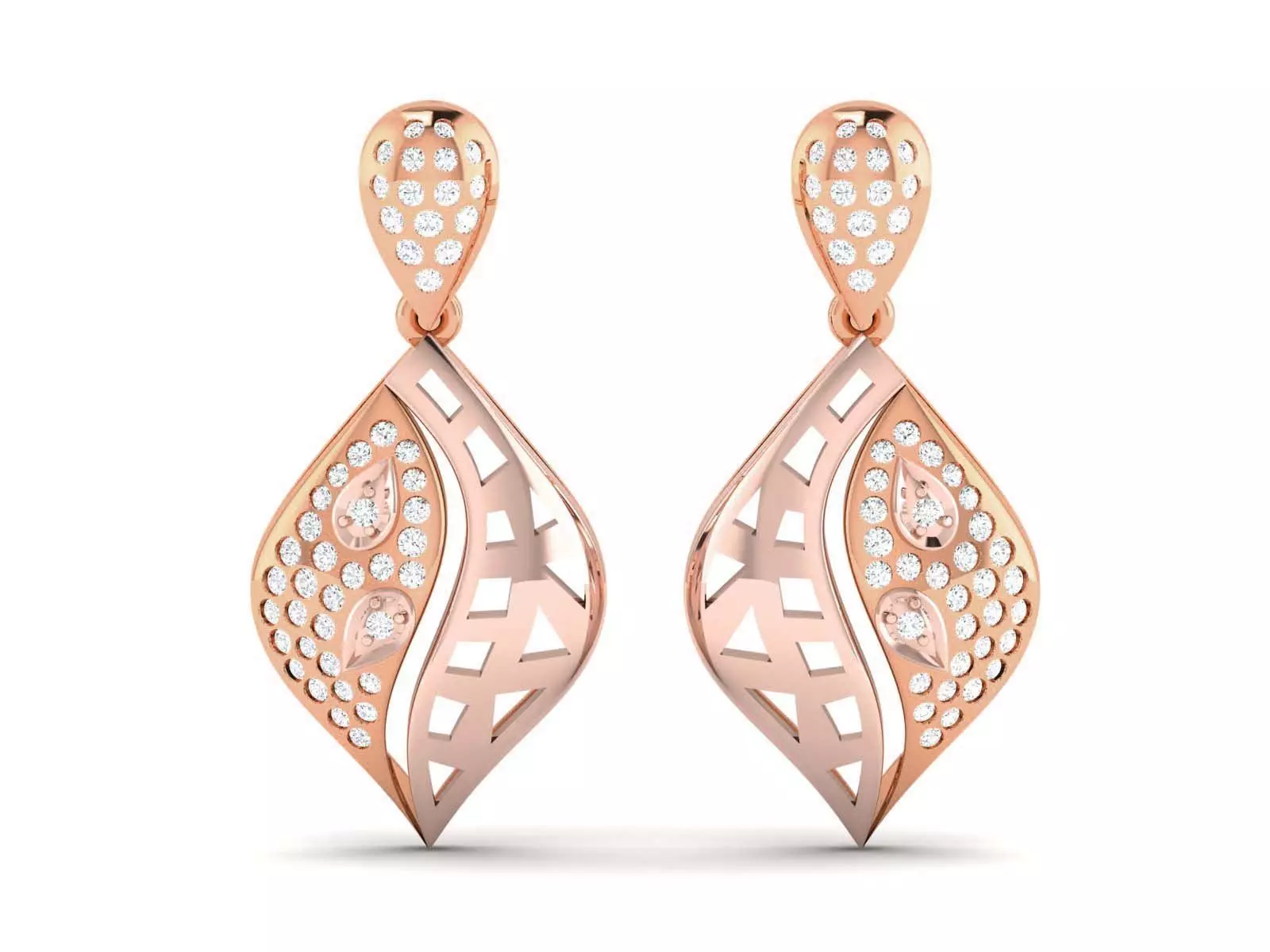 Diamond Drops Earrings 3dm render details 3D print model_0