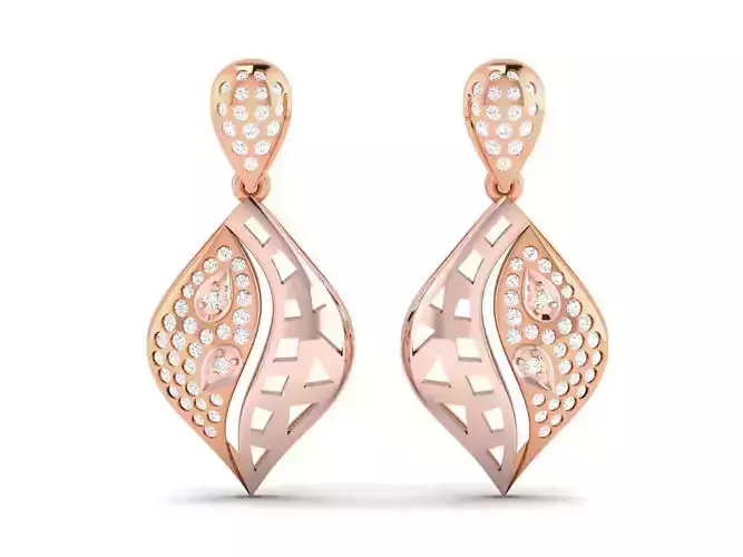 Diamond Drops Earrings 3dm render details