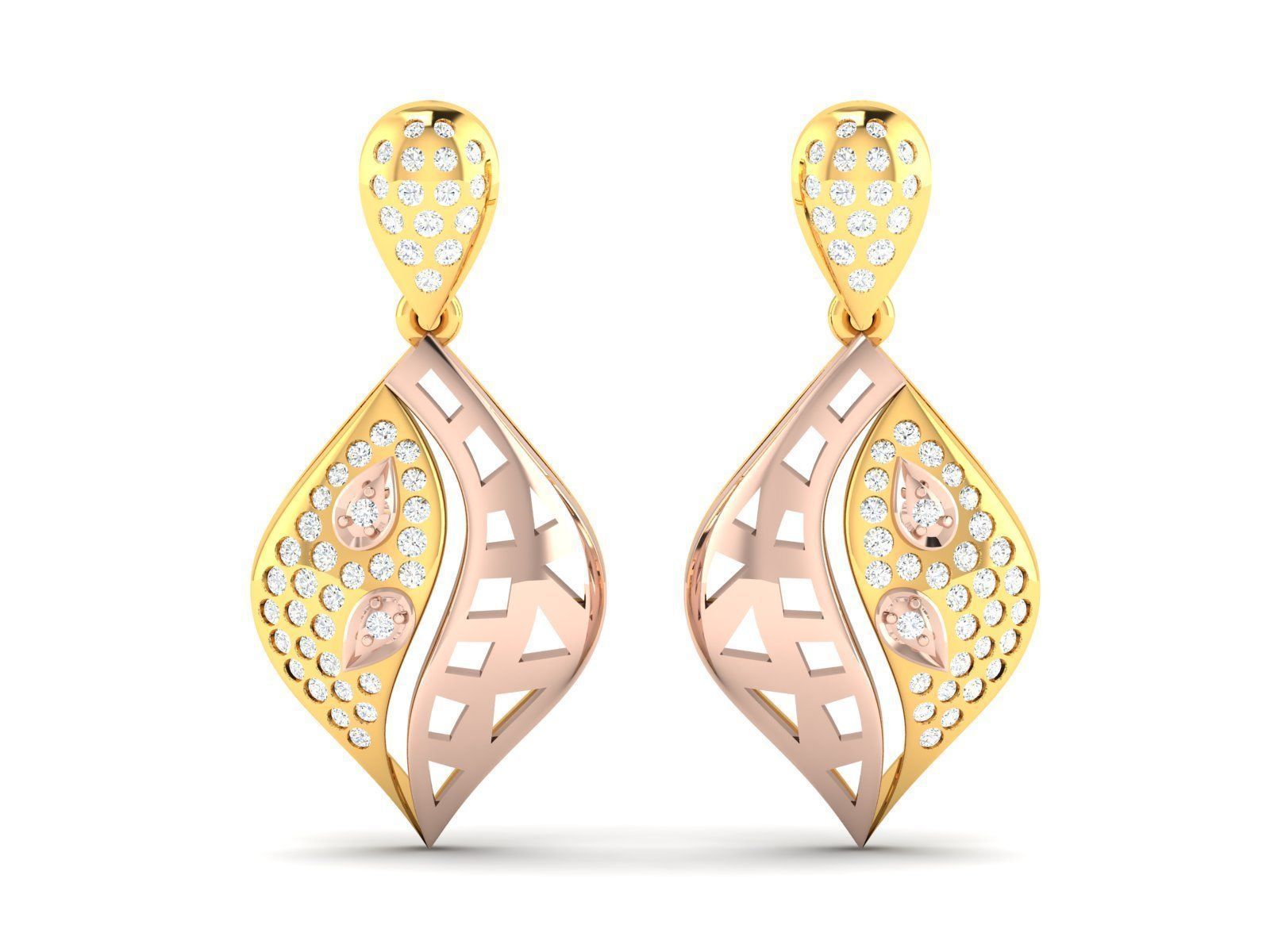 Diamond Drops Earrings 3dm render details 3D print model_4