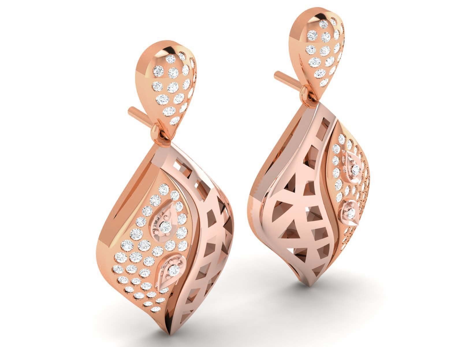 Diamond Drops Earrings 3dm render details 3D print model_3