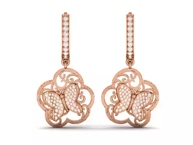 Diamond Hanging Earrings 3dm render details