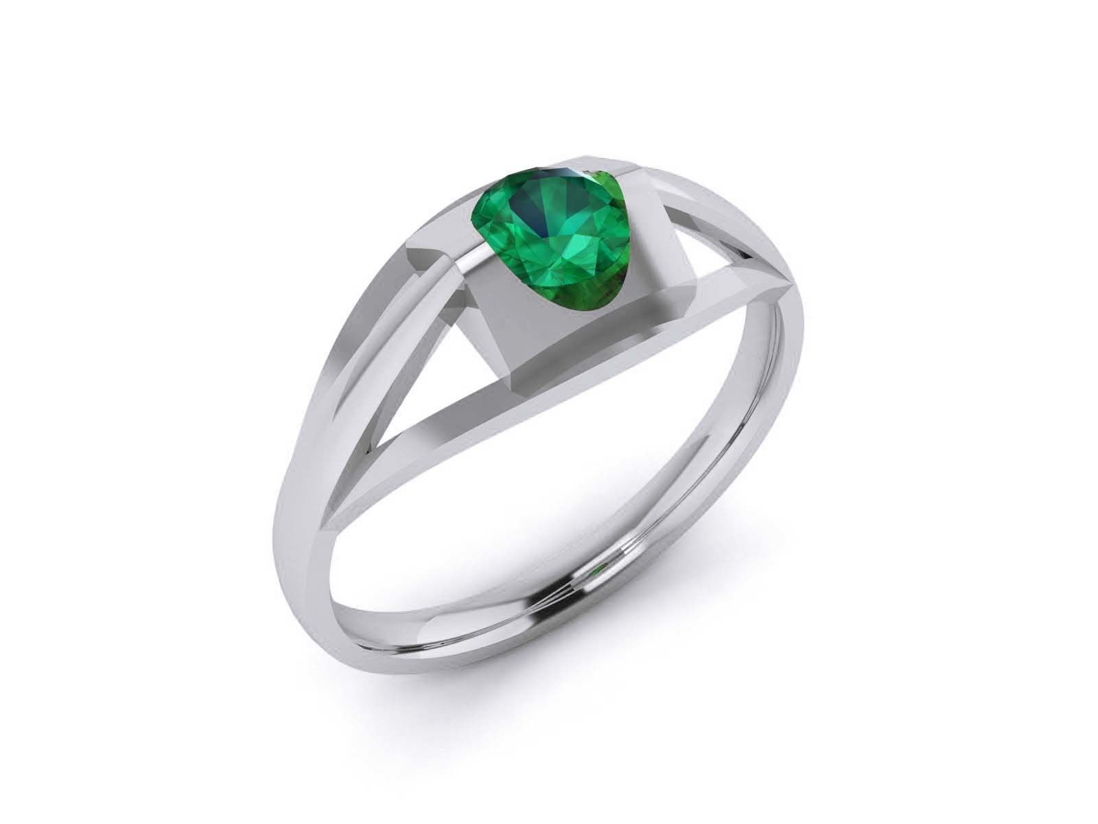 Emerald Ring 3dm render detail 3D print model_2