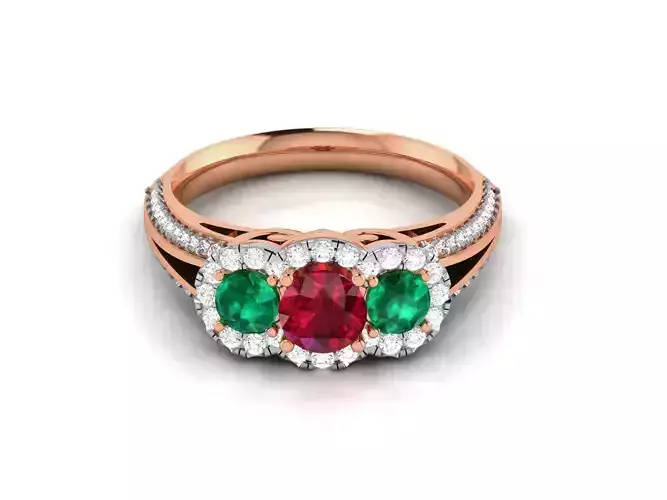 Halo Gemstone Diamond Ring 3D print model