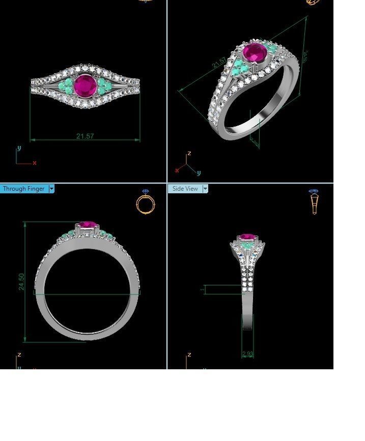 Women Diamond Ring 3dm render detail 3D print model_4