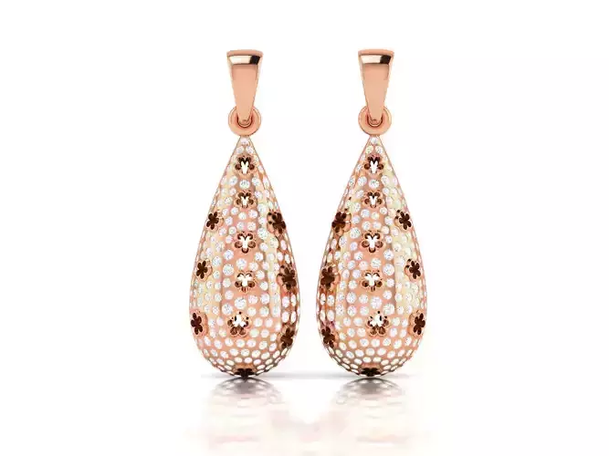 Diamond Drops Earrings 3dm render details