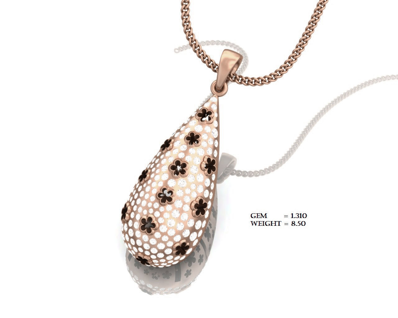 Diamond Pendant 3dm render details 3D print model_12