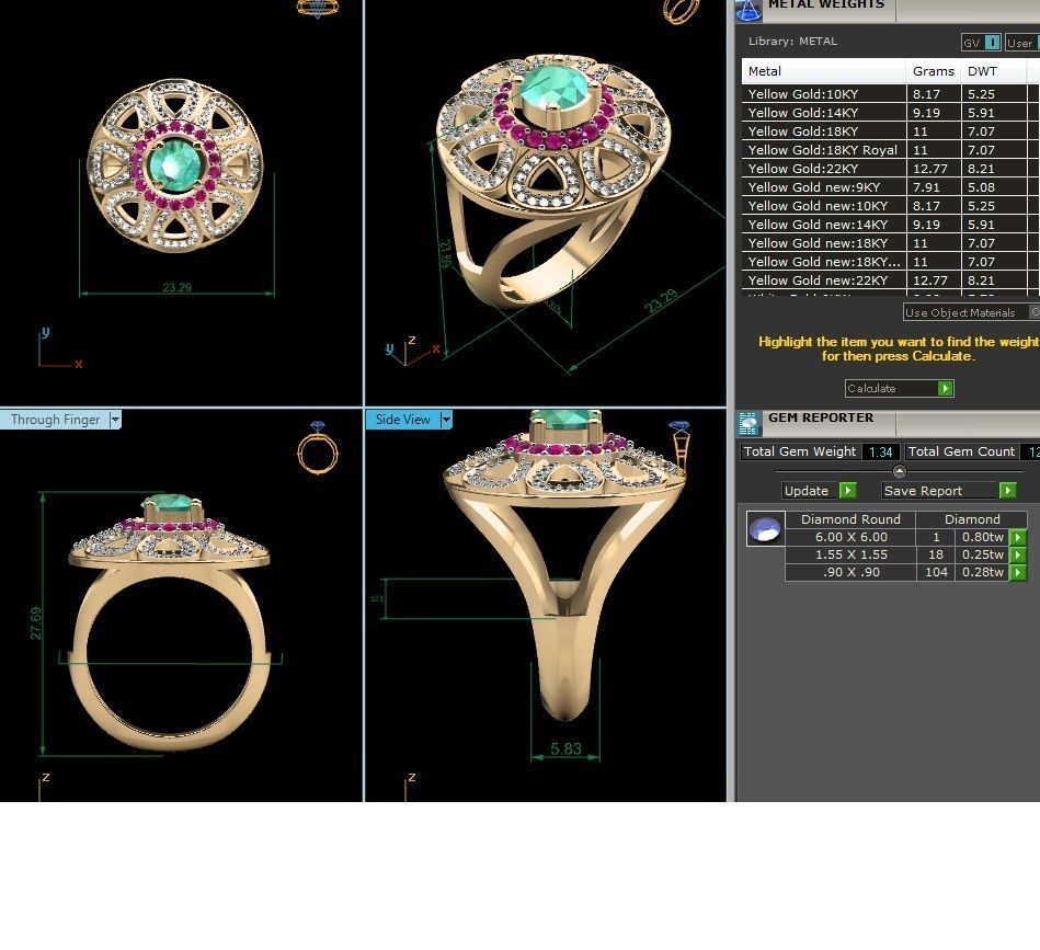 Women Diamond Ring 3dm render detail 3D print model_12