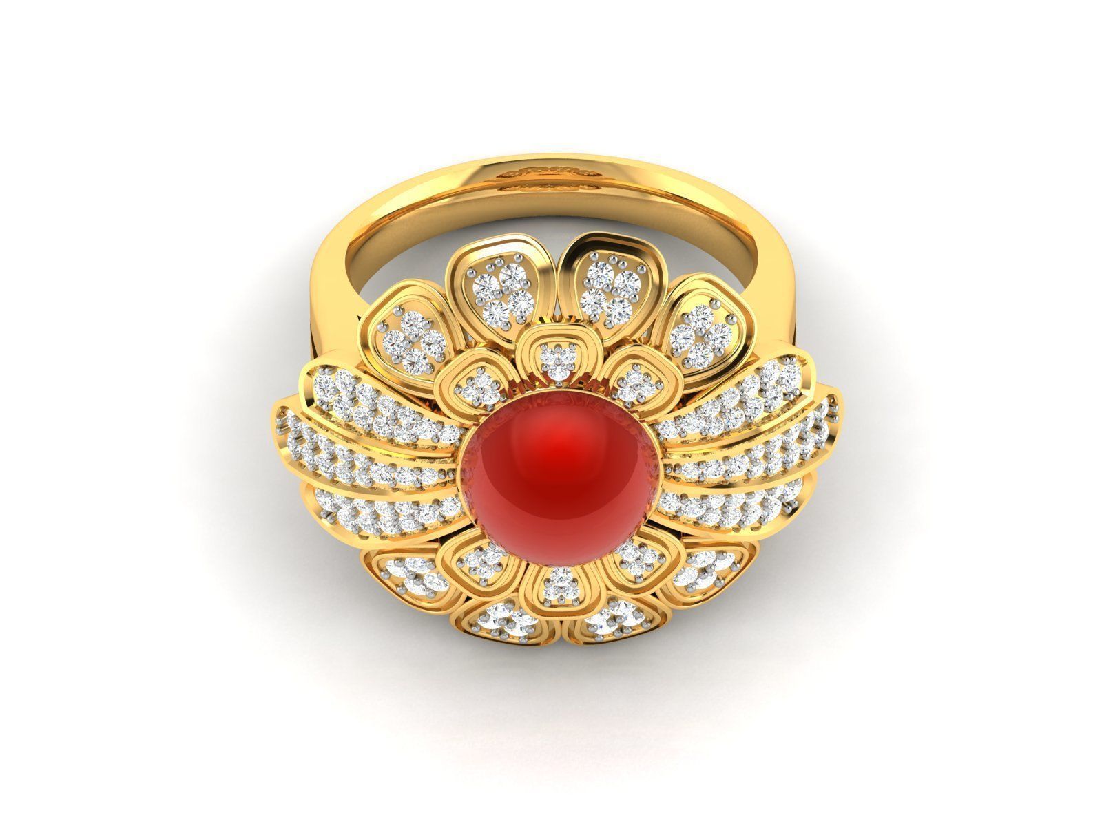  Diamond Flower Ring 3dm render detail 3D print model_10