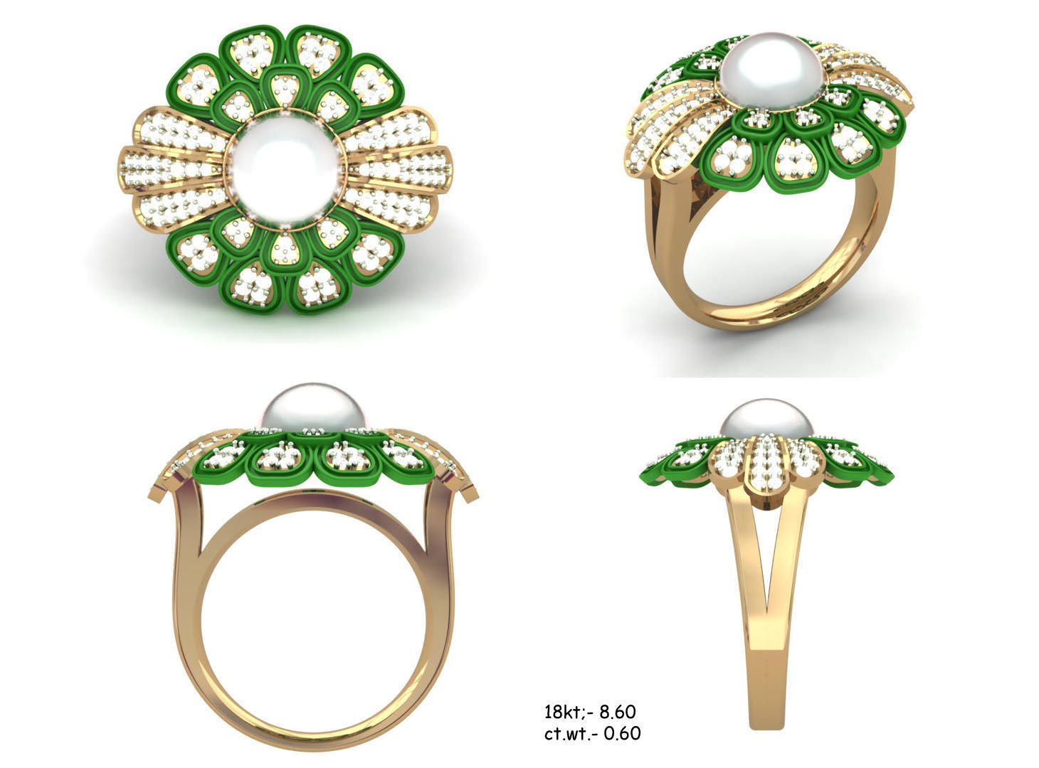  Diamond Flower Ring 3dm render detail 3D print model_13