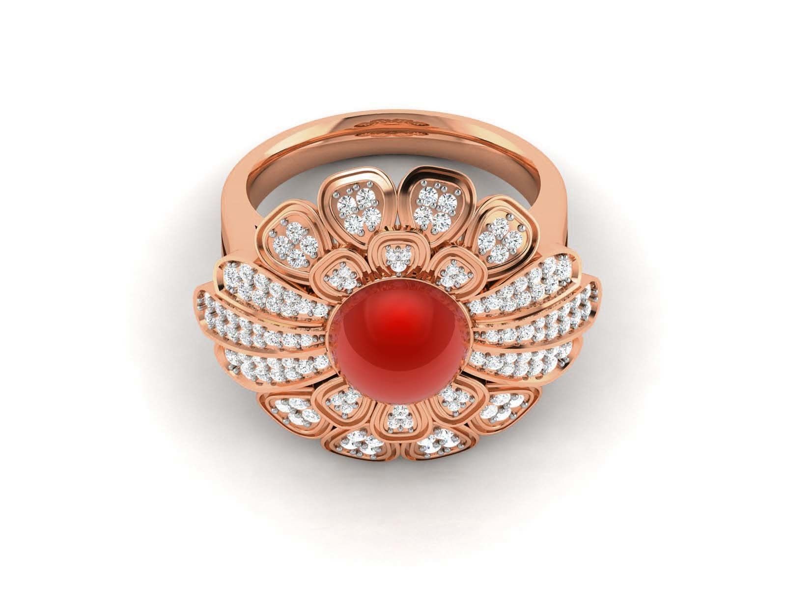  Diamond Flower Ring 3dm render detail 3D print model_1