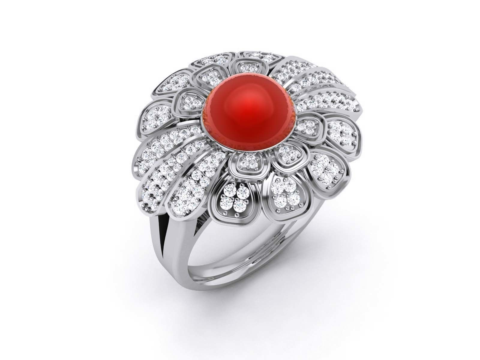  Diamond Flower Ring 3dm render detail 3D print model_3