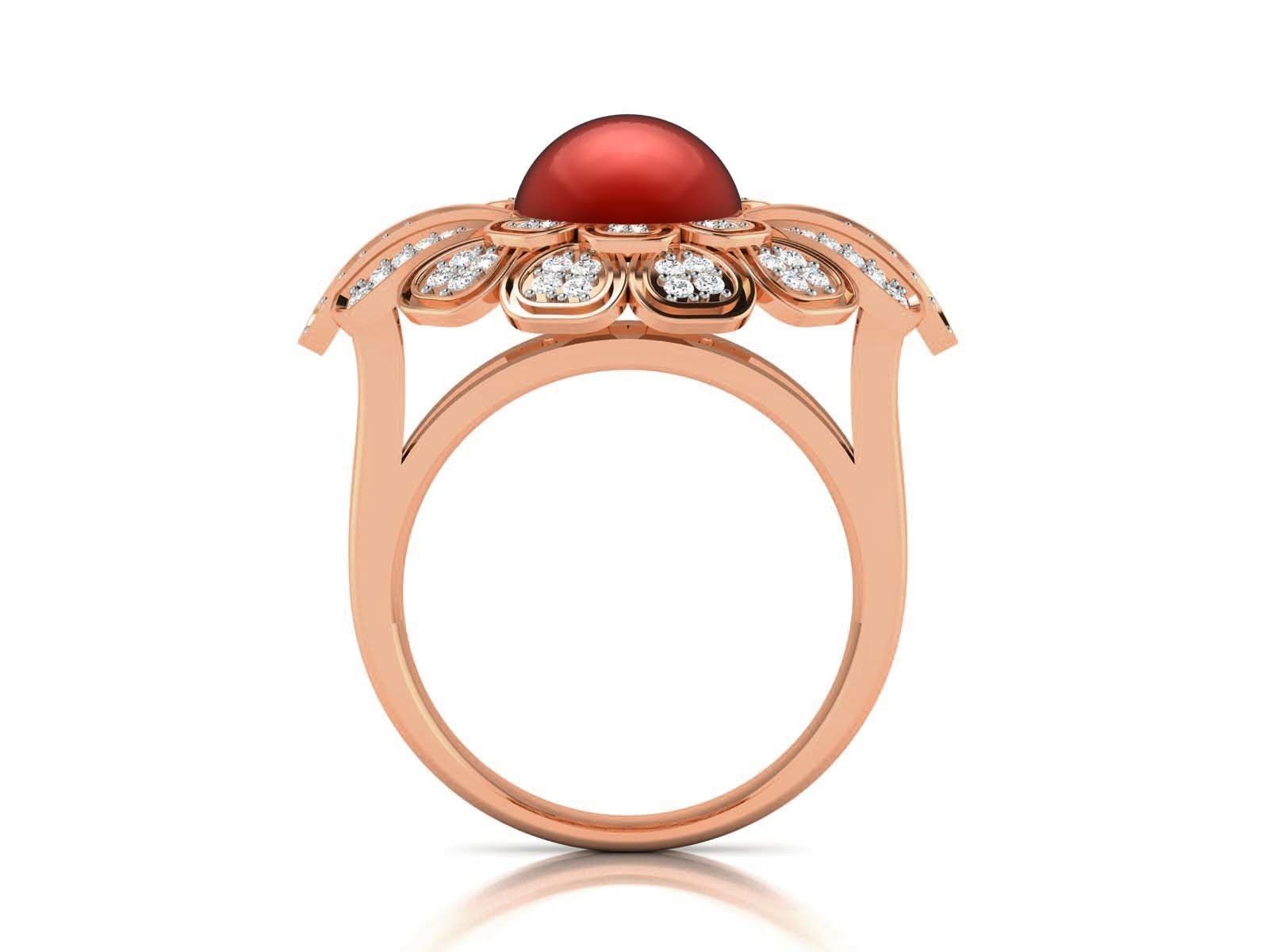  Diamond Flower Ring 3dm render detail 3D print model_6