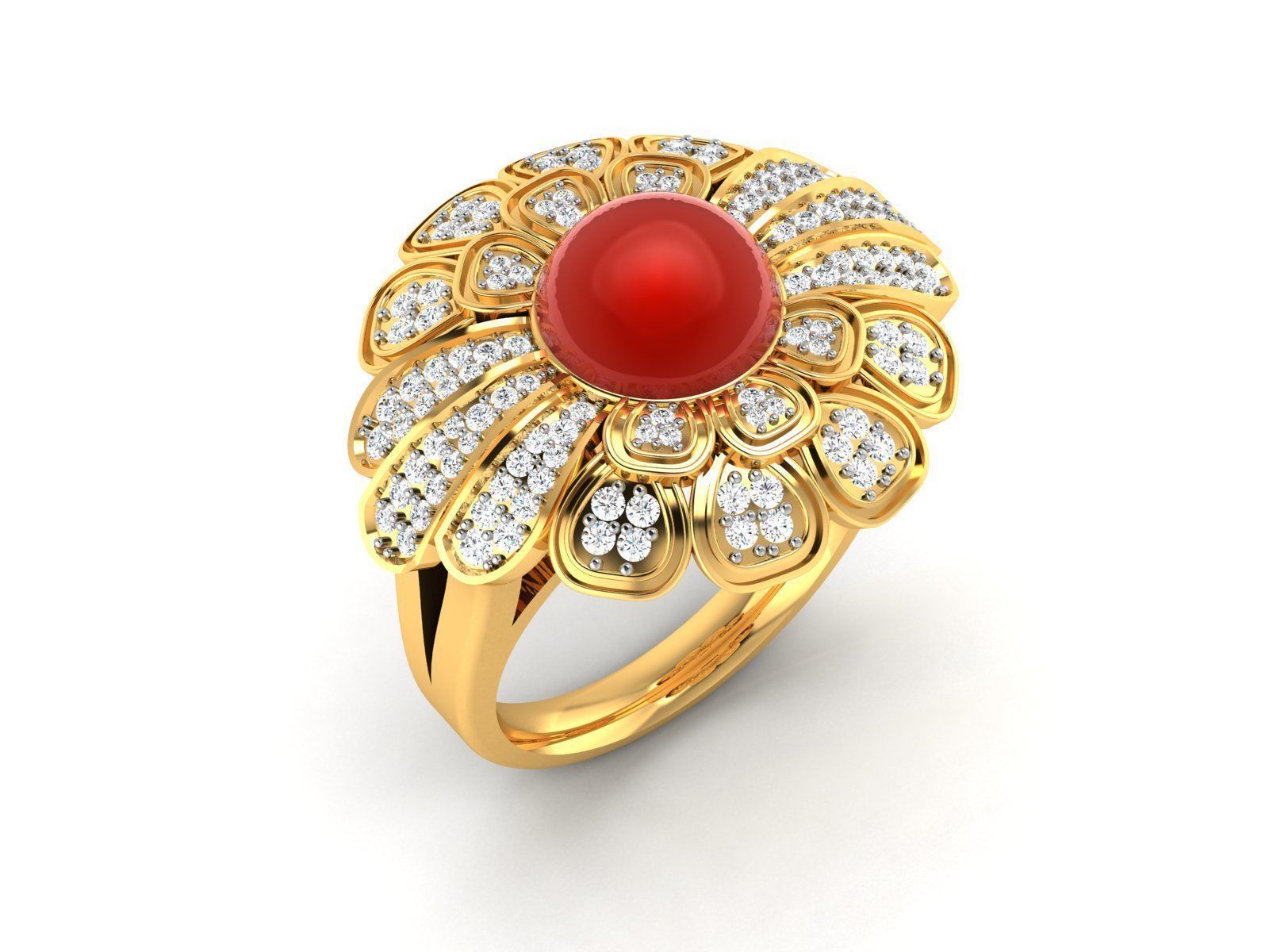  Diamond Flower Ring 3dm render detail 3D print model_2