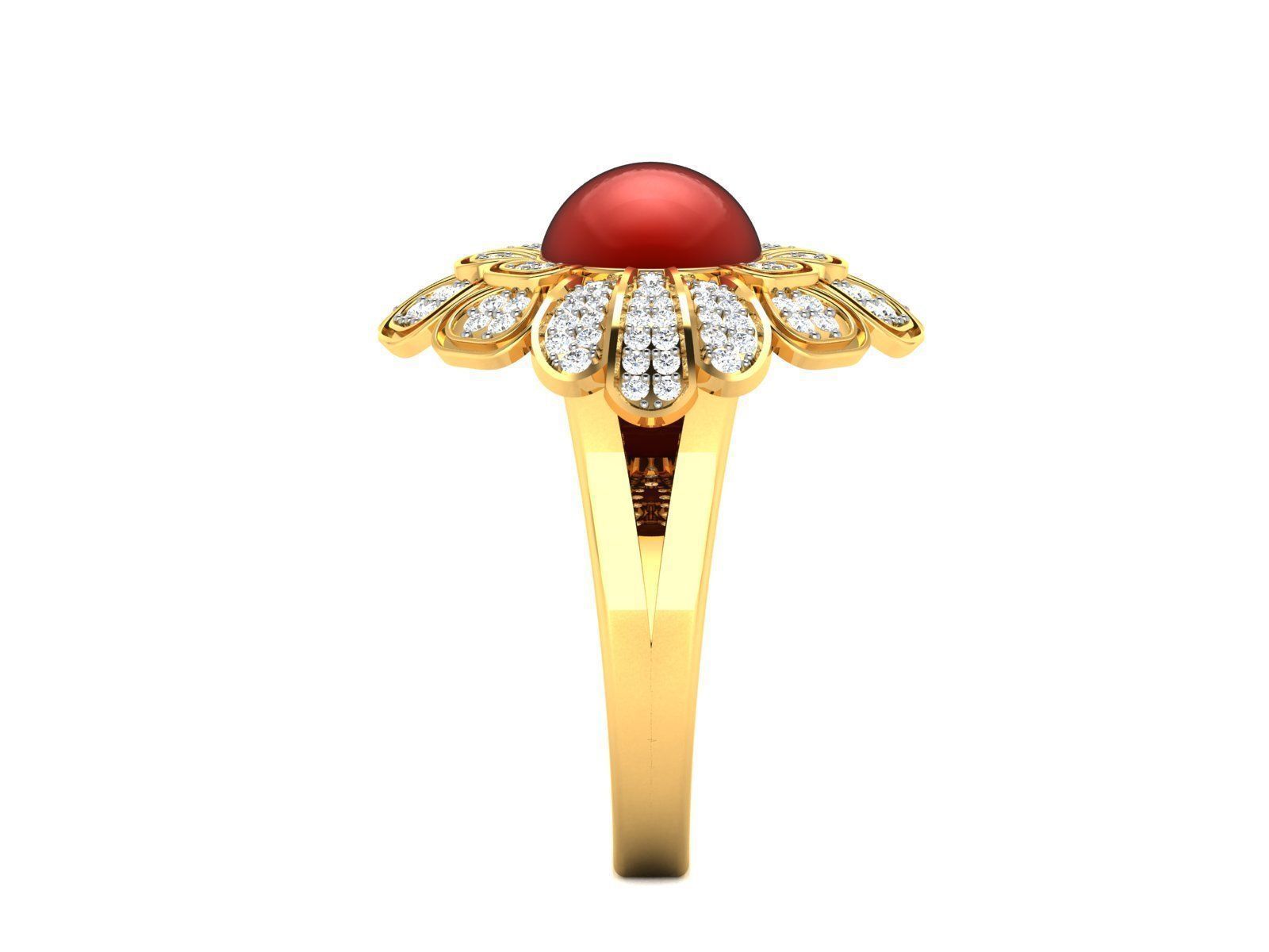  Diamond Flower Ring 3dm render detail 3D print model_7