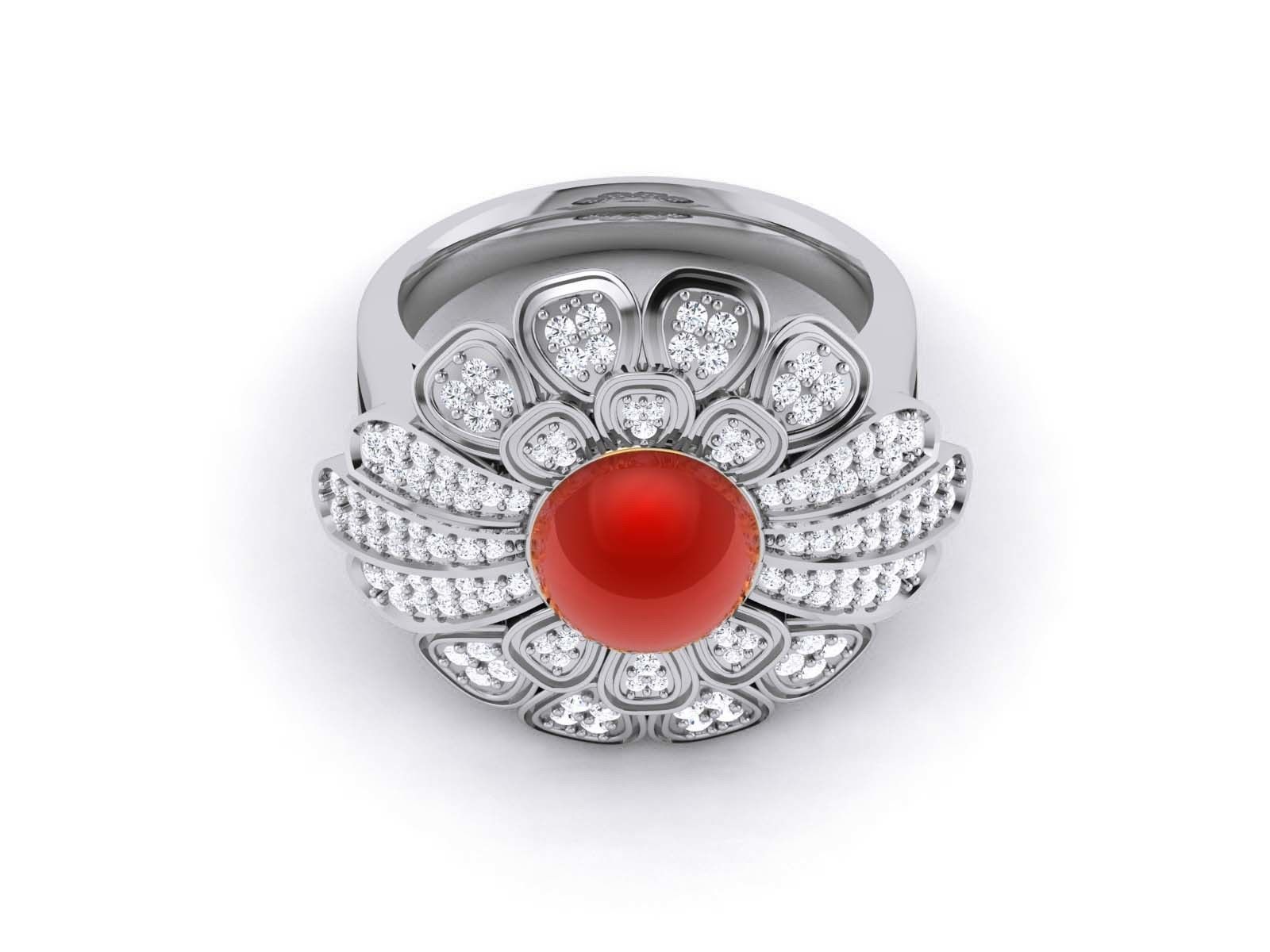  Diamond Flower Ring 3dm render detail 3D print model_11