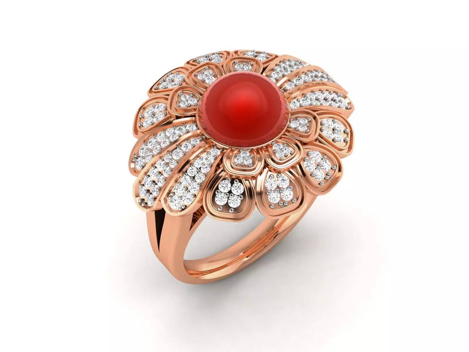  Diamond Flower Ring 3dm render detail 3D print model_0