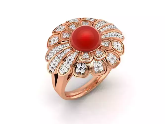  Diamond Flower Ring 3dm render detail 3D print model