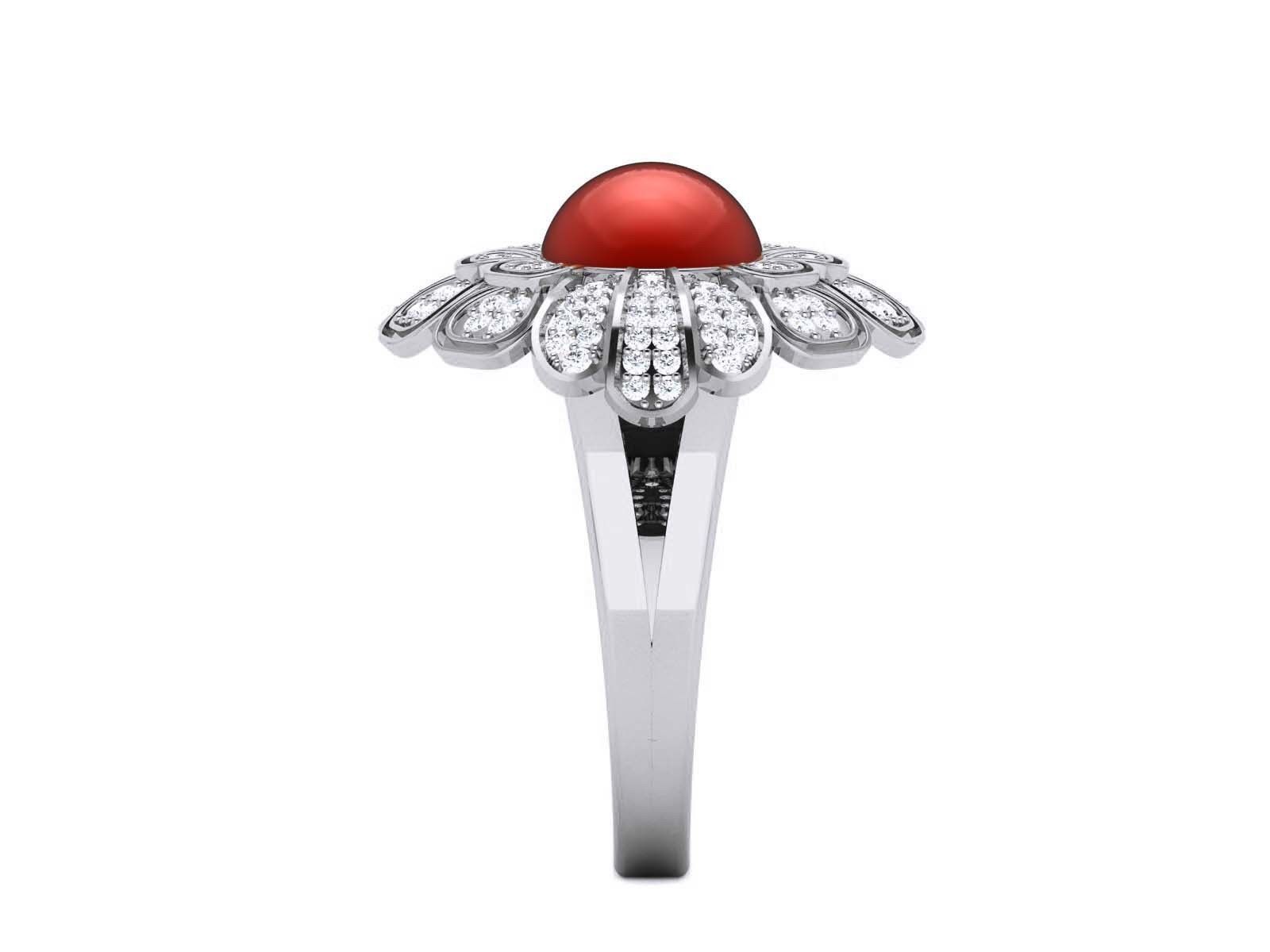  Diamond Flower Ring 3dm render detail 3D print model_8