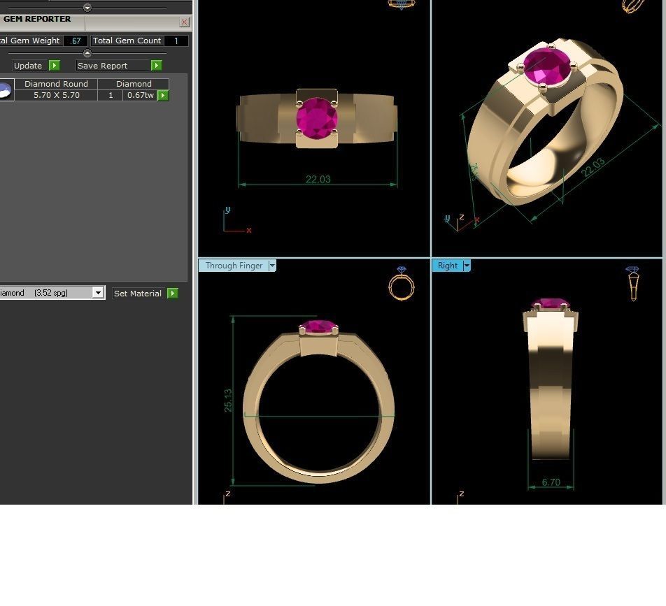 Women Diamond Ring 3dm render detail 3D print model_12