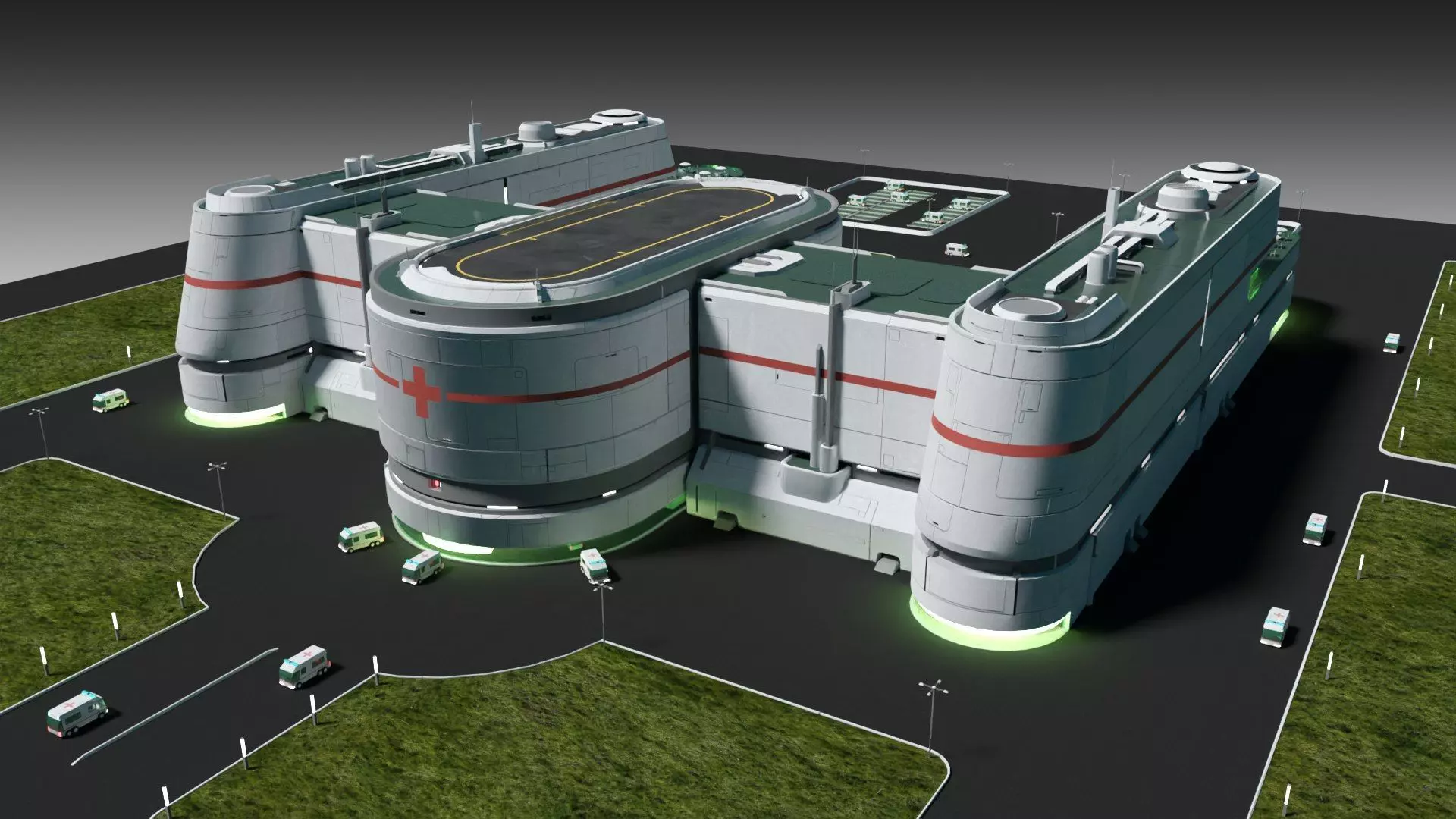 Futuristic hospital 3D model