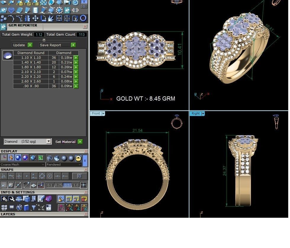 Women Diamond Ring 3dm render detail 3D print model_12