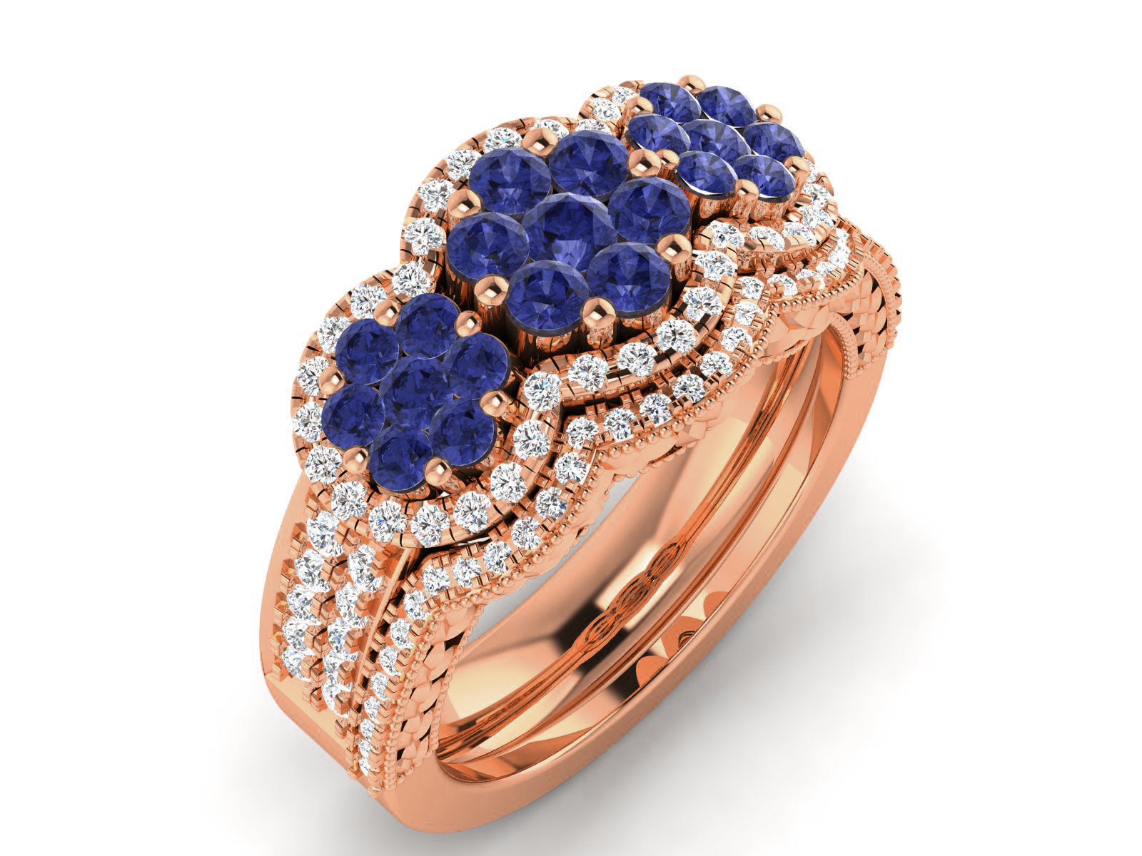 Women Diamond Ring 3dm render detail 3D print model_3