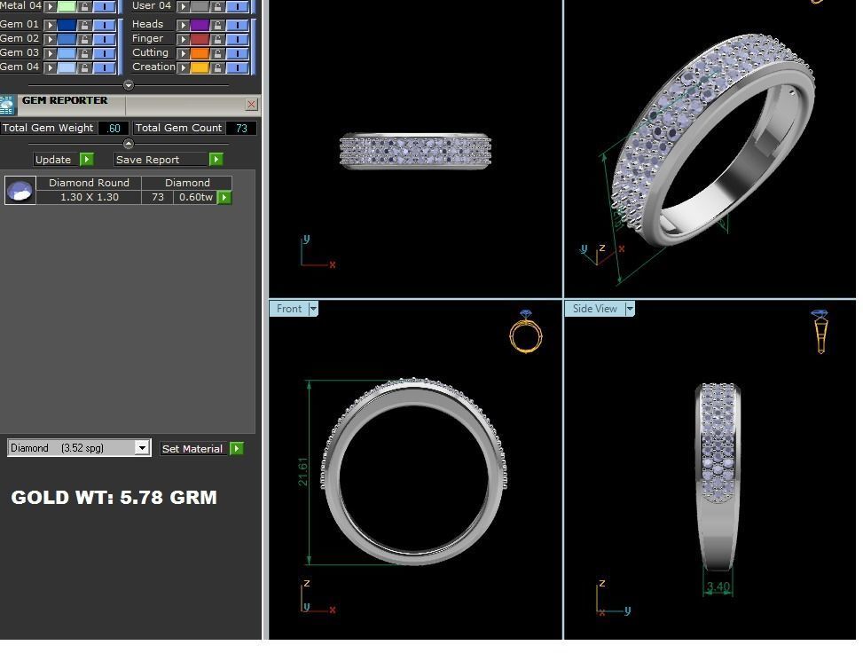 Women Diamond Ring 3dm render detail 3D print model_5
