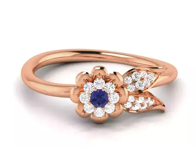 Flower Leaf Diamond Ring 3dm render detail 3D print model