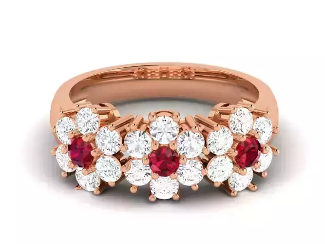 Ruby Flower Ring 3dm render detail 3D print model