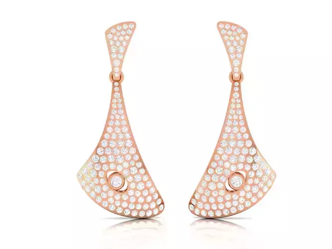 Diamond Drops Earrings 3dm render details