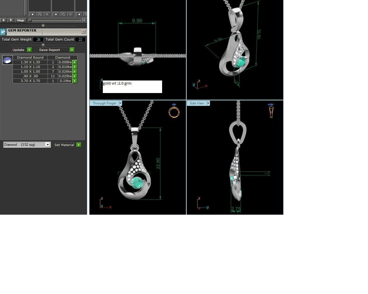 Diamond Pendant 3dm render details 3D print model_4