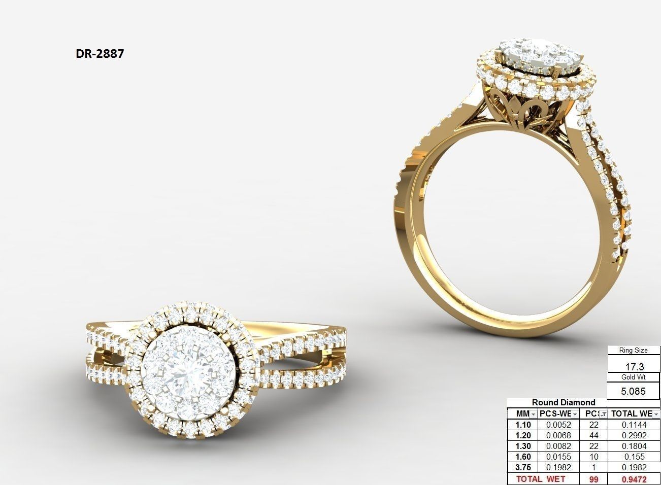 Women Diamond Ring 3dm render detail 3D print model_10
