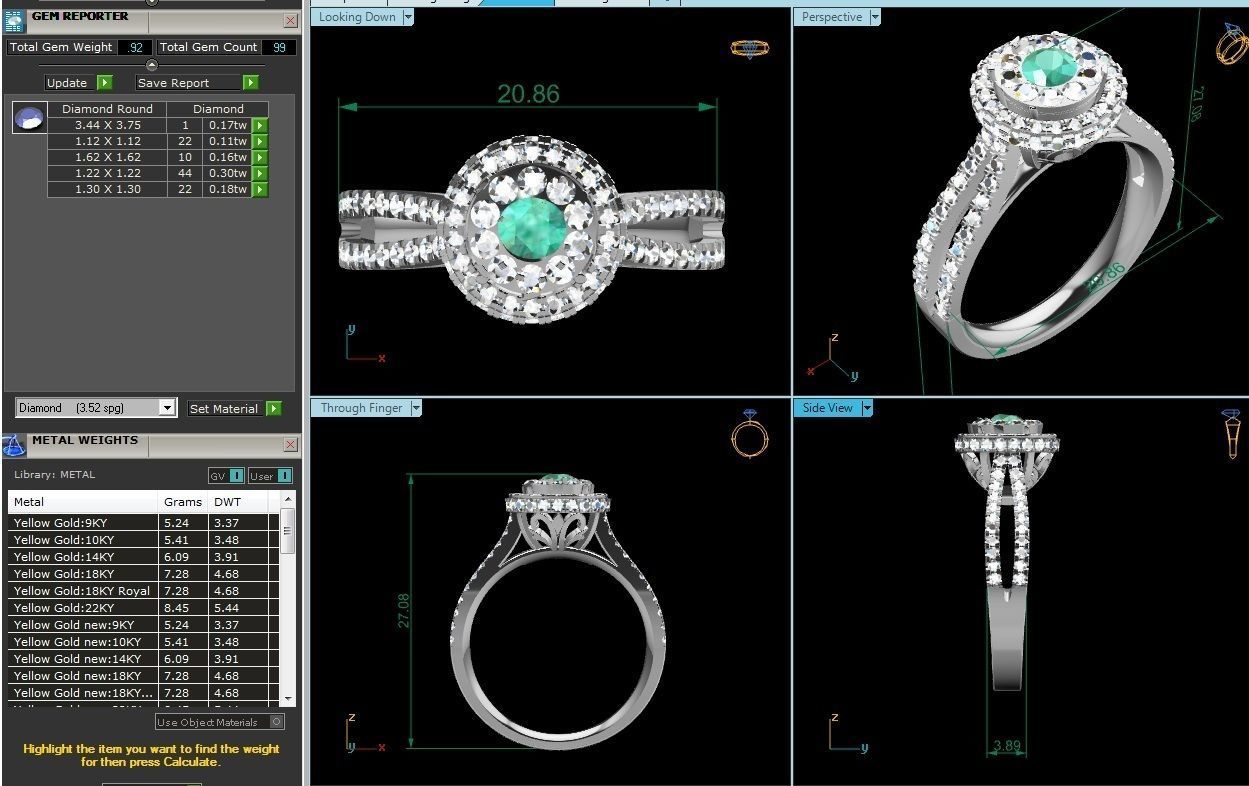 Women Diamond Ring 3dm render detail 3D print model_3