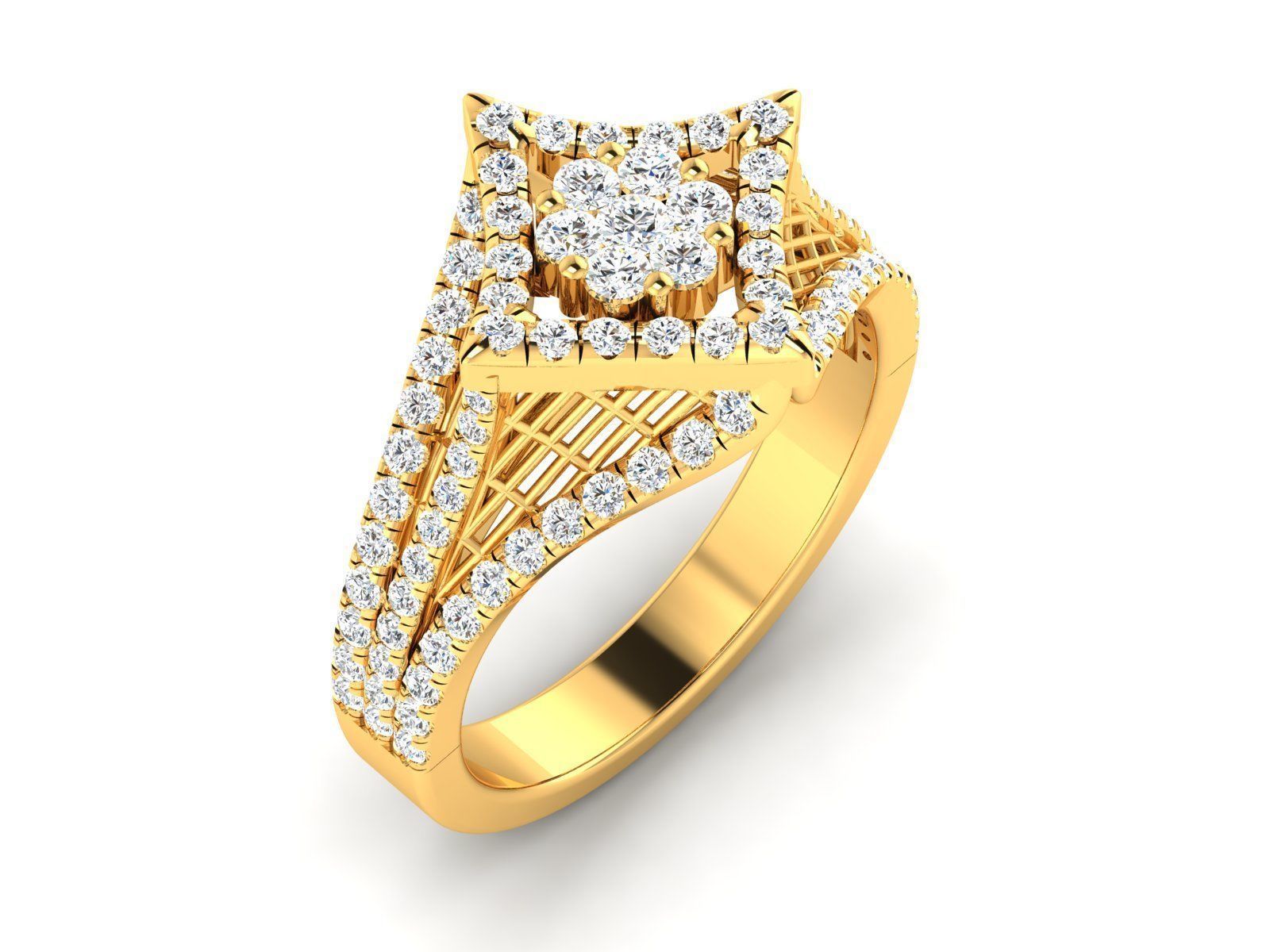 Women Diamond Ring 3dm render detail 3D print model_2