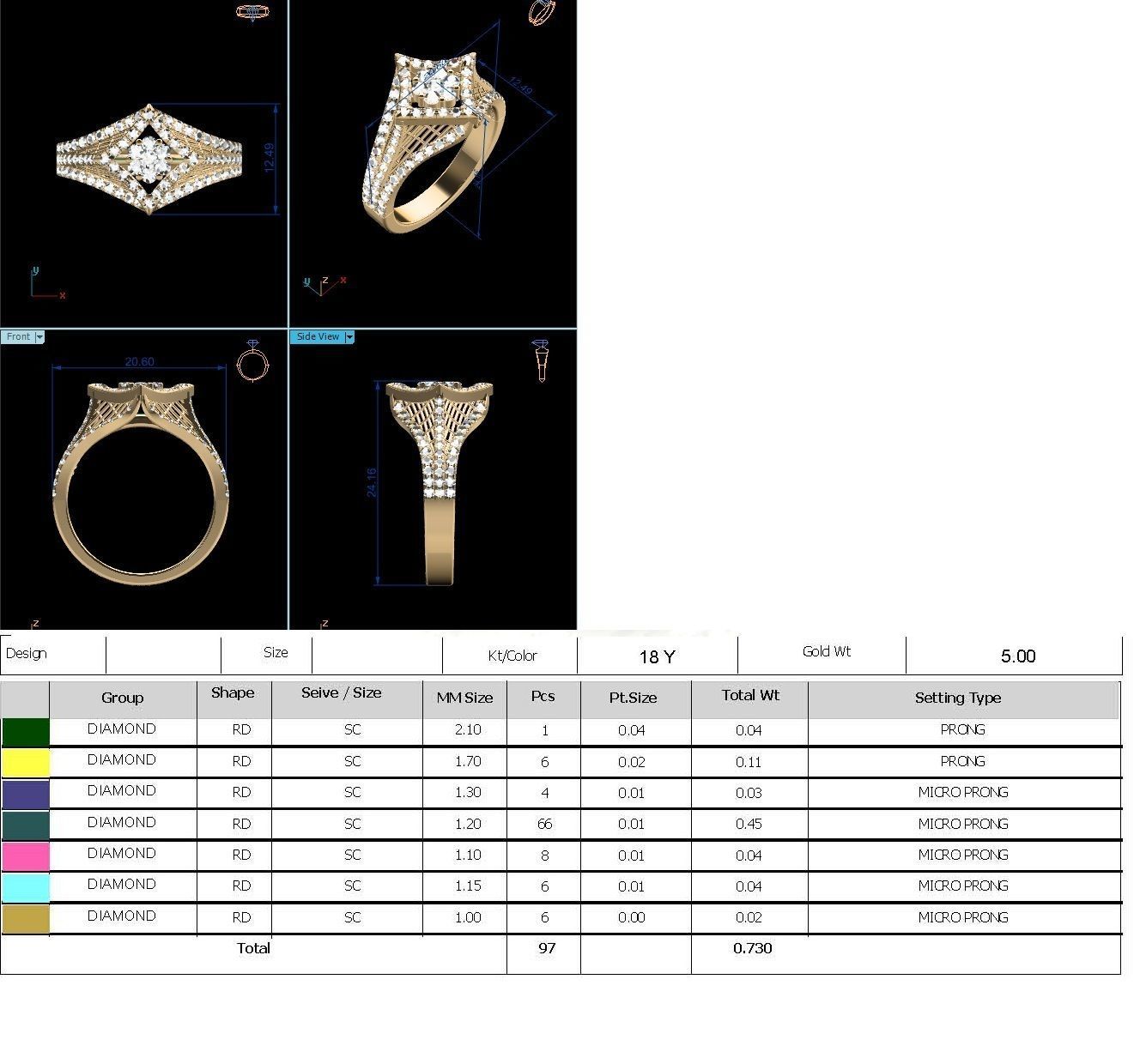 Women Diamond Ring 3dm render detail 3D print model_12