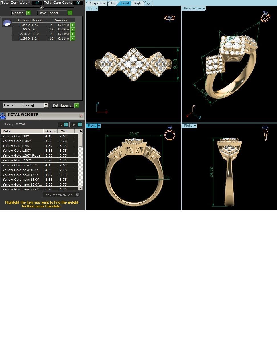 Women Diamond Ring 3dm render detail 3D print model_13