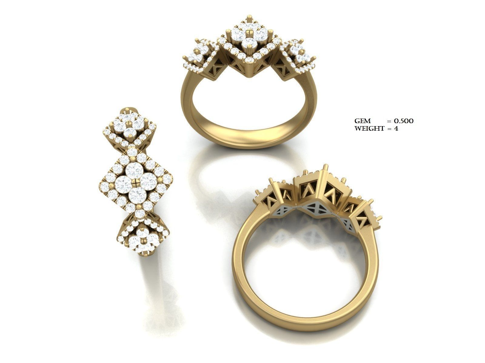 Women Diamond Ring 3dm render detail 3D print model_12
