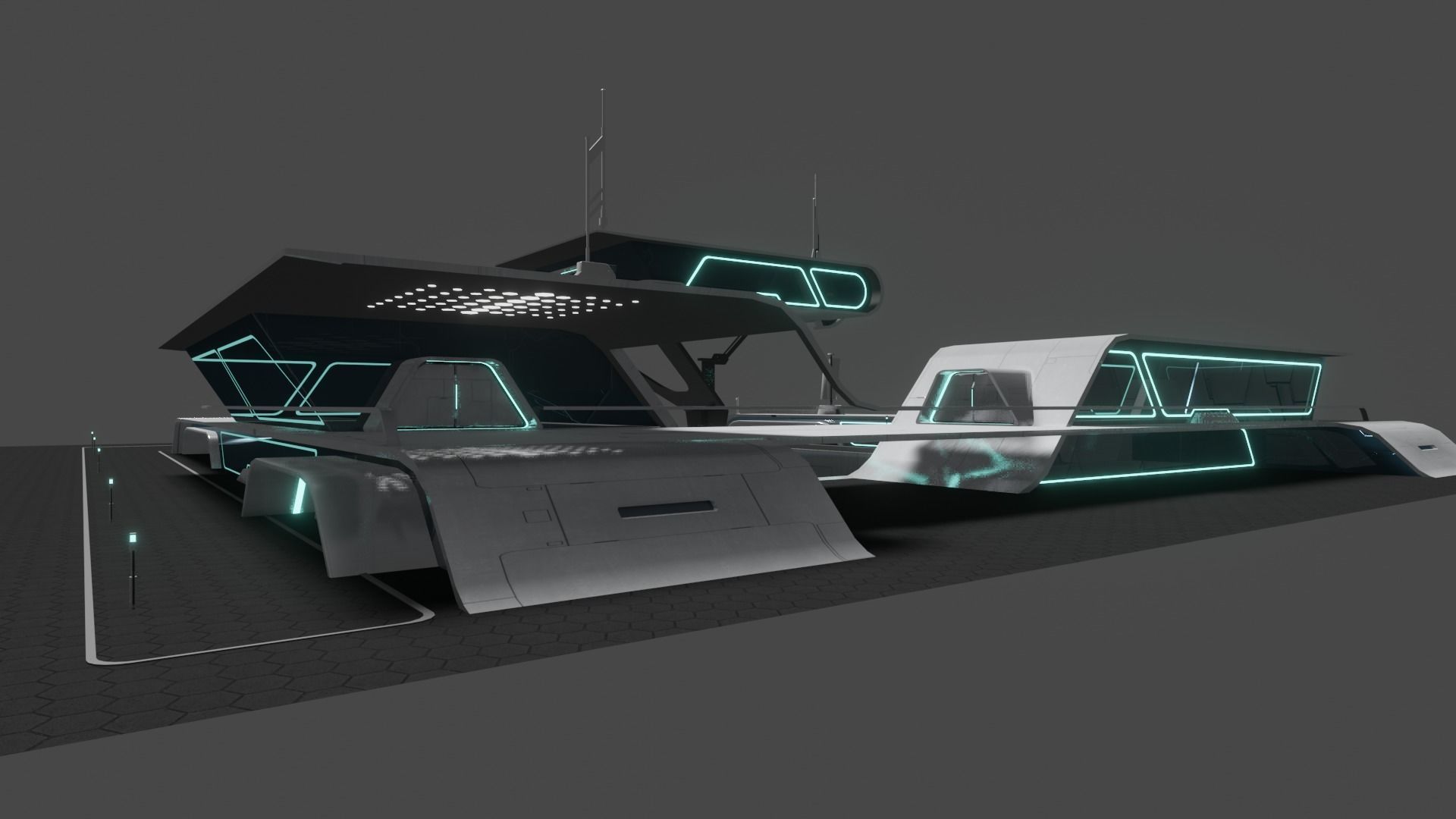 Sci-fi residence villa 3D model_8