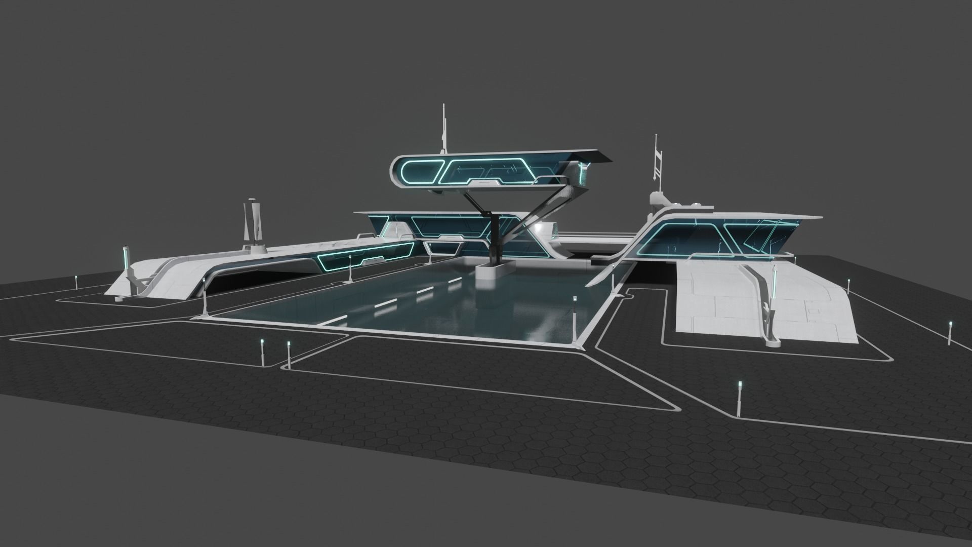 Sci-fi residence villa 3D model_5